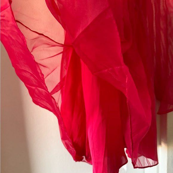 Zara hot pink/red organza mini dress size M - Picture 5 of 11